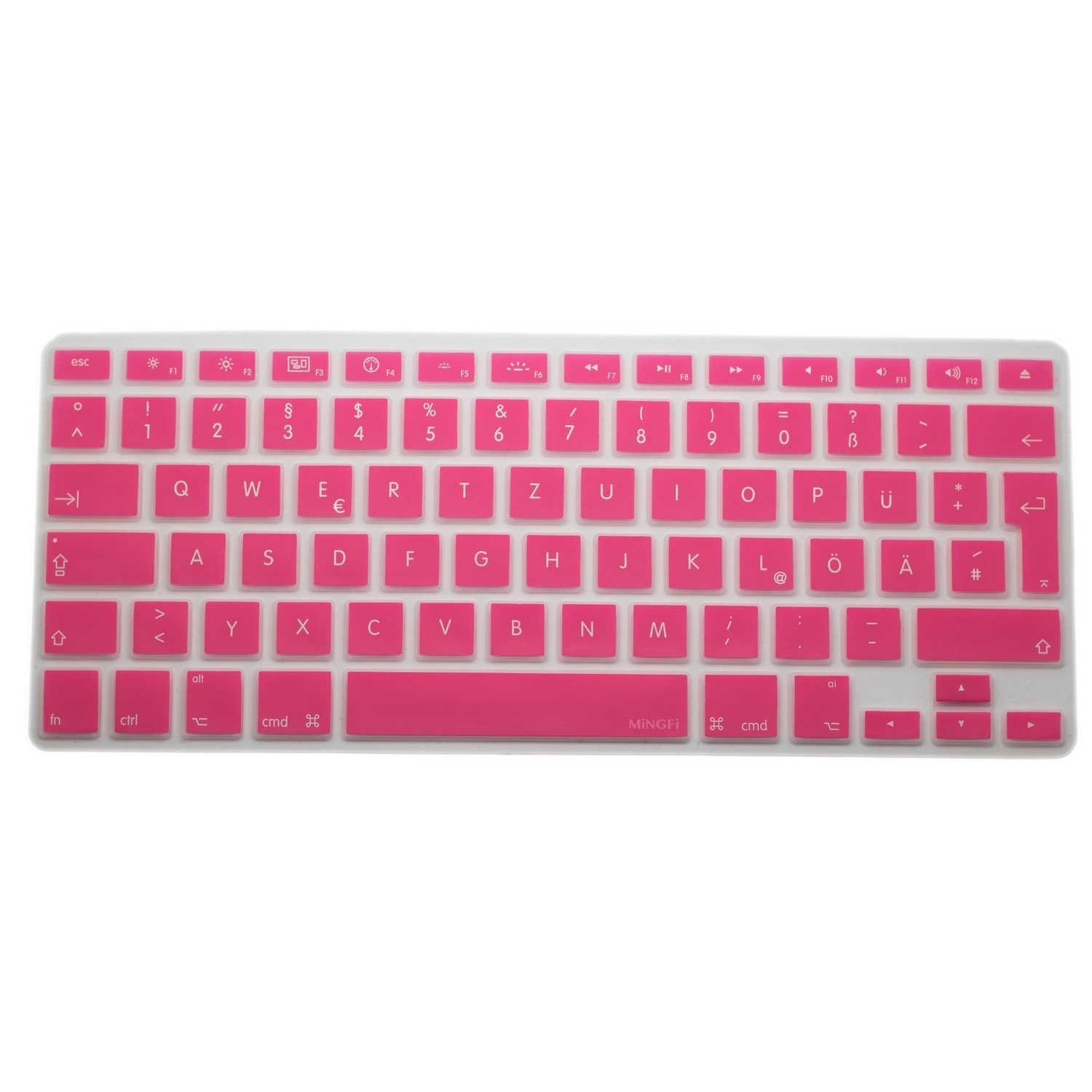 MiNGFi German QWERTZ Silicone Keyboard Cover for MacBook Pro/Air (2008-2015) Model A1278 A1286 A1369 A1398 A1425 A1466 A1502 EU/ISO Keyboard layout - Pink