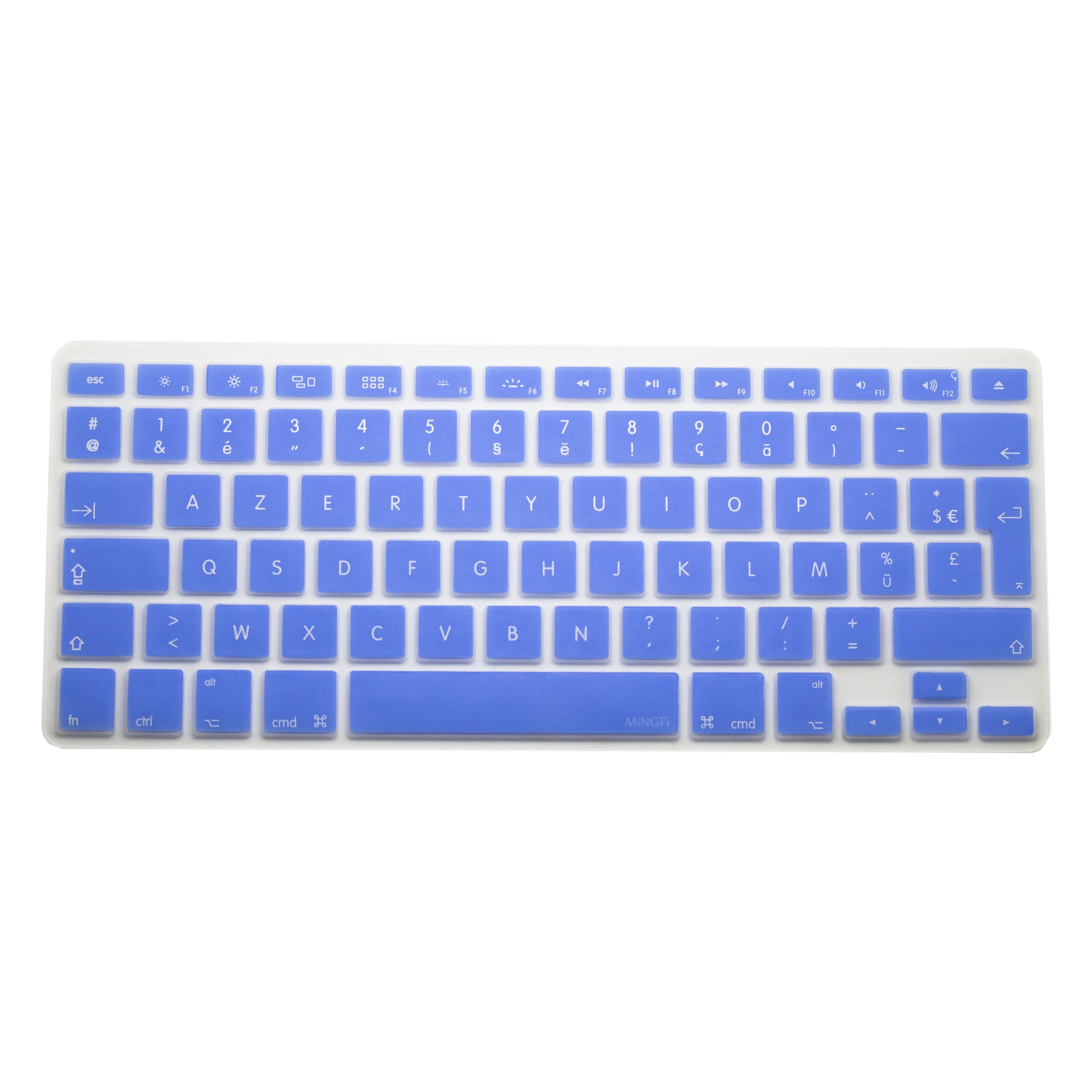 MiNGFi French AZERTY Silicone Keyboard Cover for MacBook Pro/Air (2008-2015) Model A1278 A1286 A1369 A1398 A1425 A1466 A1502 EU/ISO Keyboard layout - Light Blue