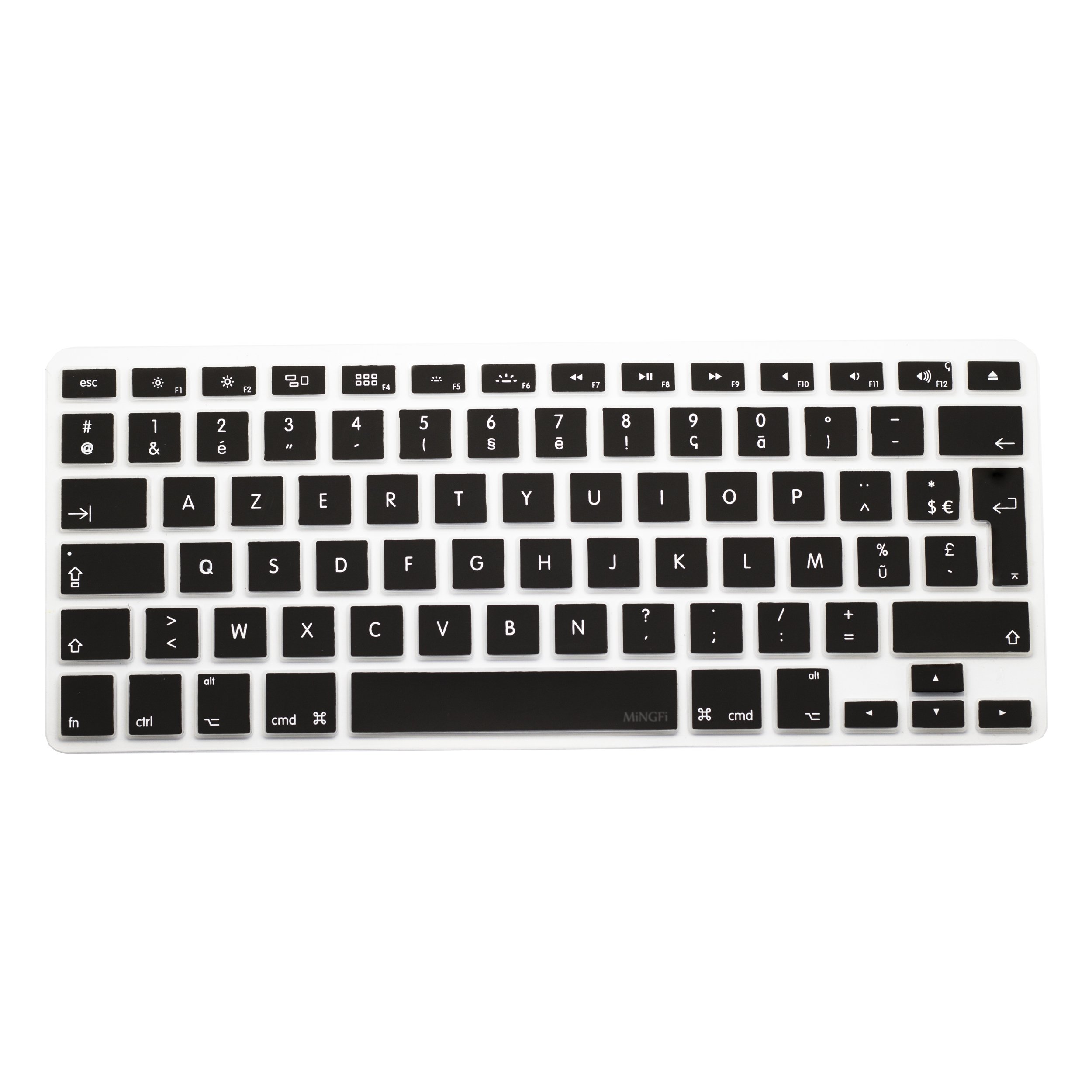 MiNGFi French AZERTY Silicone Keyboard Cover for MacBook Pro/Air (2008-2015) Model A1278 A1286 A1369 A1398 A1425 A1466 A1502 EU/ISO Keyboard layout - Black