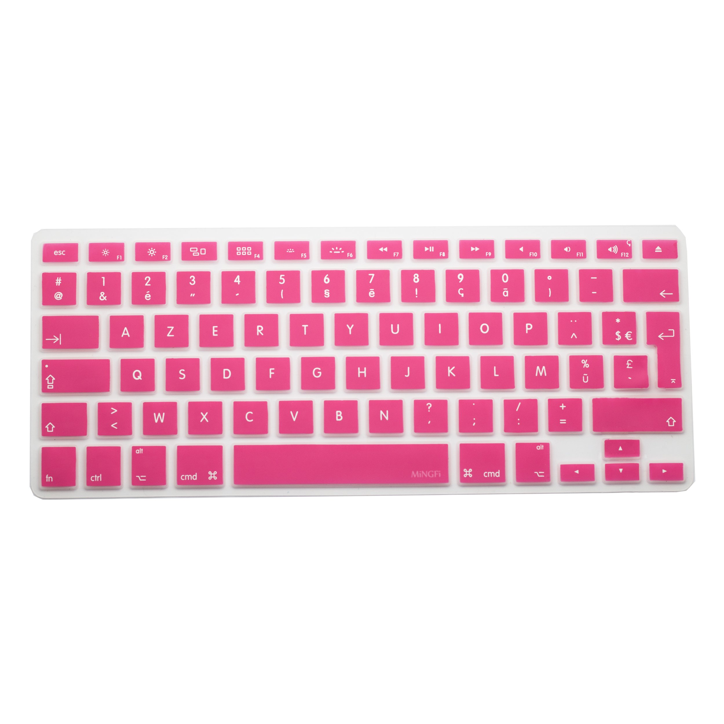 MiNGFi French AZERTY Silicone Keyboard Cover for MacBook Pro/Air (2008-2015) Model A1278 A1286 A1369 A1398 A1425 A1466 A1502 EU/ISO Keyboard layout - Pink