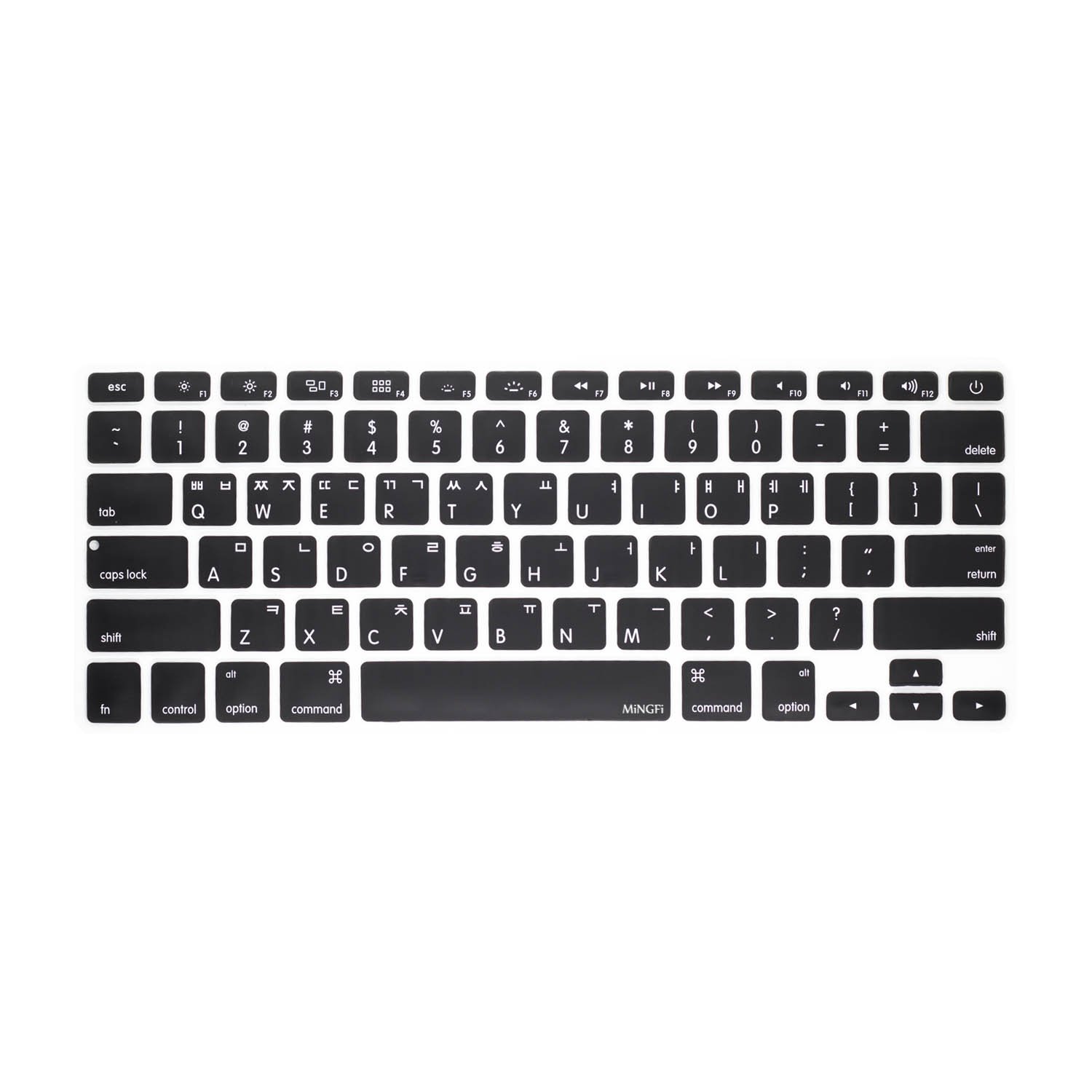 MiNGFi Korean Silicone Keyboard Cover for MacBook Pro/Air (2008-2015) Model A1278 A1286 A1369 A1398 A1425 A1466 A1502 US keyboard layout - Black