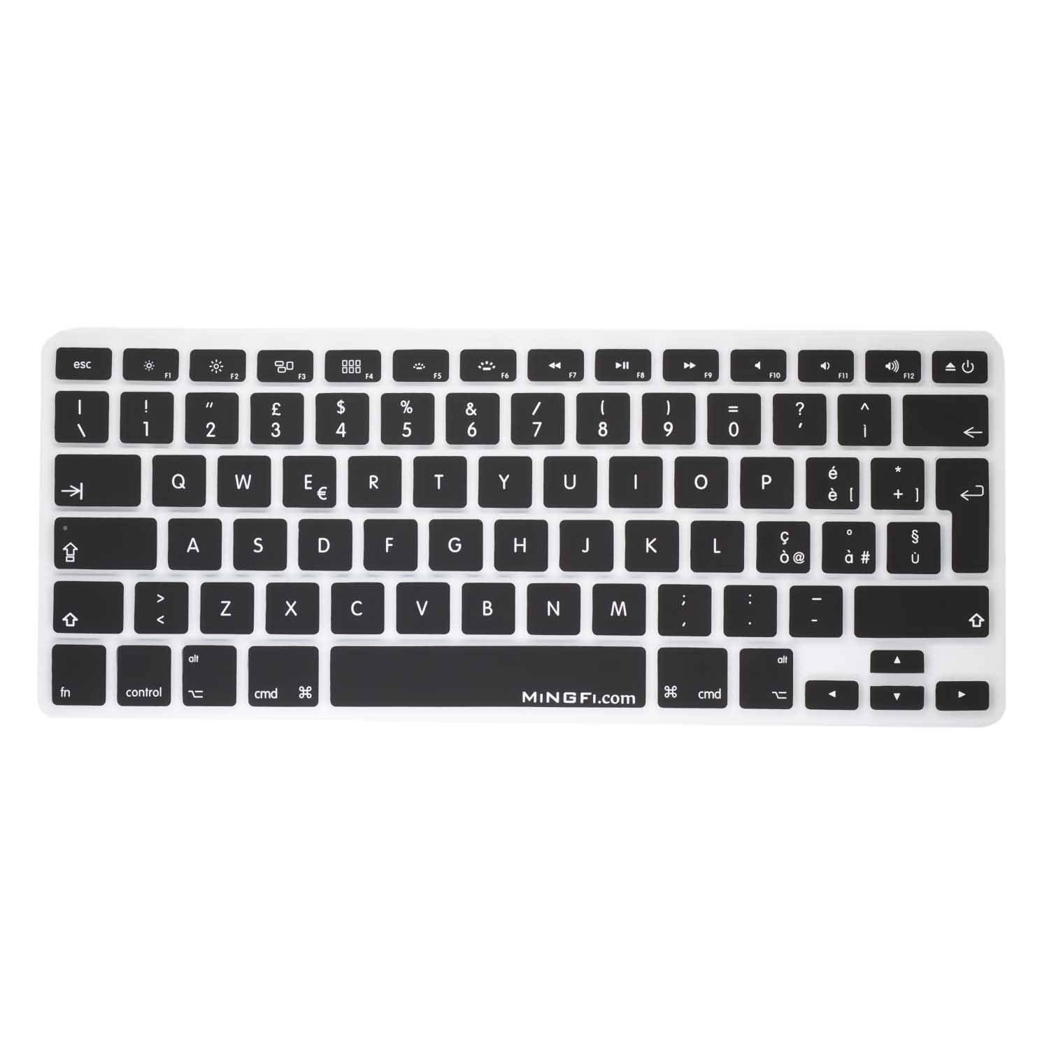MiNGFi Italian Silicone Keyboard Cover for MacBook Pro/Air (2008-2015) Model A1278 A1286 A1369 A1398 A1425 A1466 A1502 EU/ISO Keyboard layout - Black