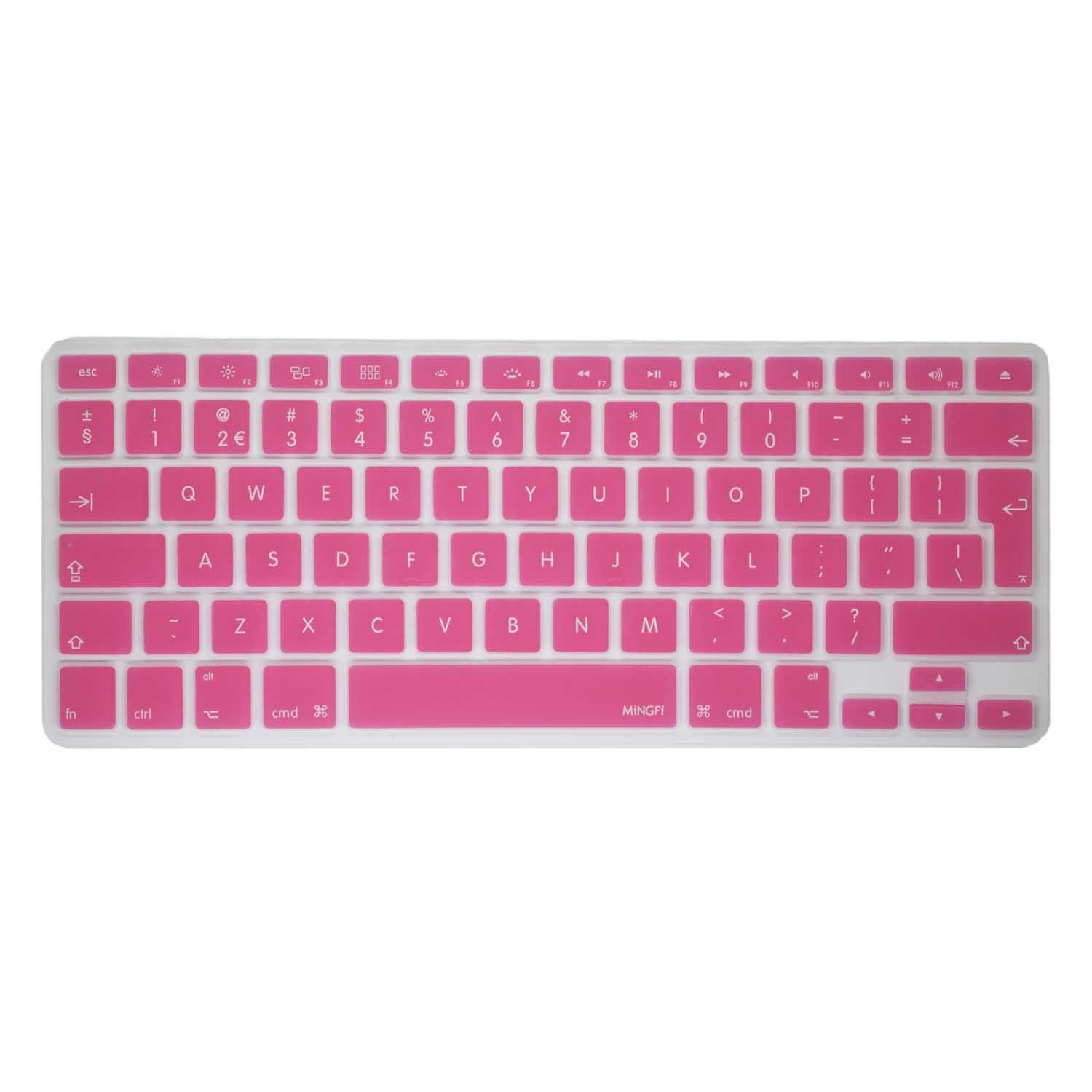 MiNGFi English QWERTY Silicone Keyboard Cover for MacBook Pro/Air (2008-2015) Model A1278 A1286 A1369 A1398 A1425 A1466 A1502 EU/ISO Keyboard layout - Pink
