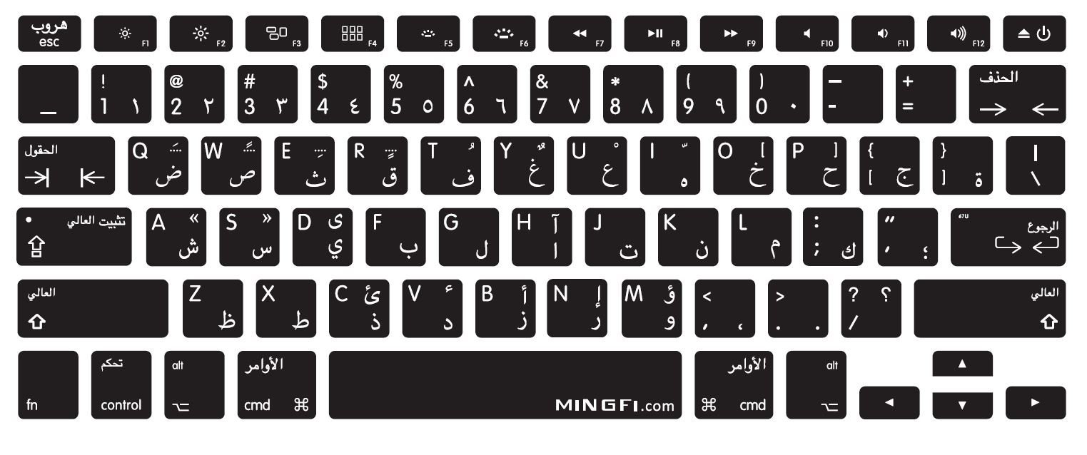 MiNGFi Arabic Silicone Keyboard Cover for MacBook Pro/Air (2008-2015) Model A1278 A1286 A1369 A1398 A1425 A1466 A1502 US keyboard layout - Black