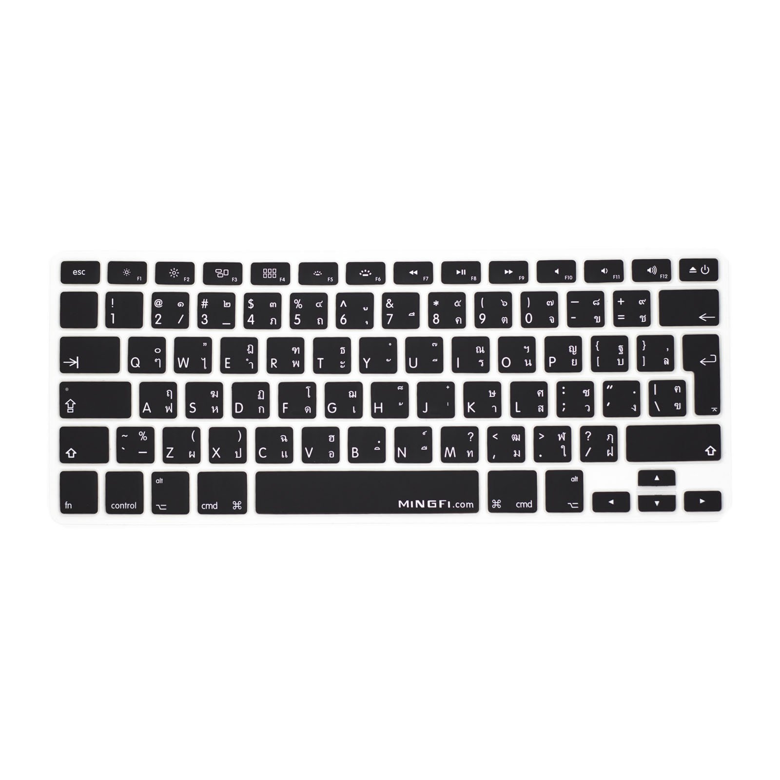 MiNGFi Thai Silicone Keyboard Cover for MacBook Pro/Air (2008-2015) Model A1278 A1286 A1369 A1398 A1425 A1466 A1502 EU/ISO Keyboard layout - Black