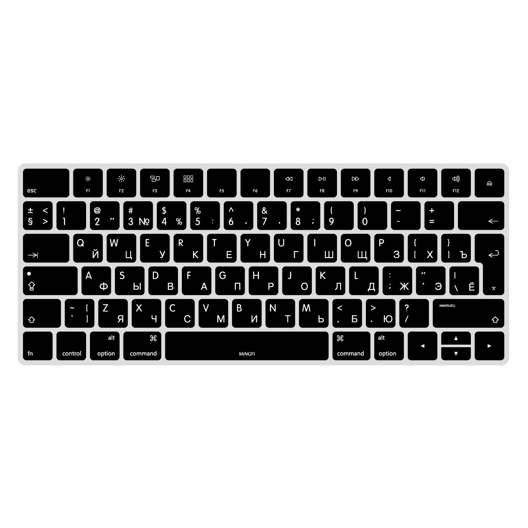 MiNGFi Russian Silicone Keyboard Cover for Magic Keyboard (2015+) A1644 EU/ISO Keyboard layout - Black