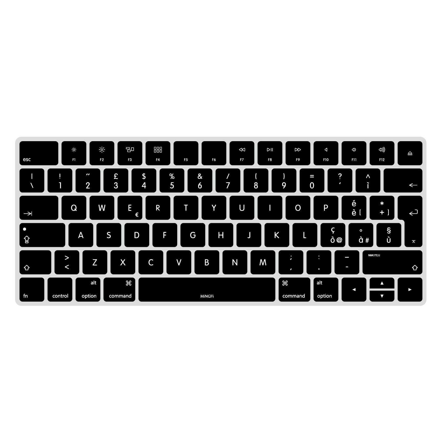 MiNGFi Italian Silicone Keyboard Cover for Magic Keyboard (2015+) A1644 EU/ISO Keyboard layout - Black