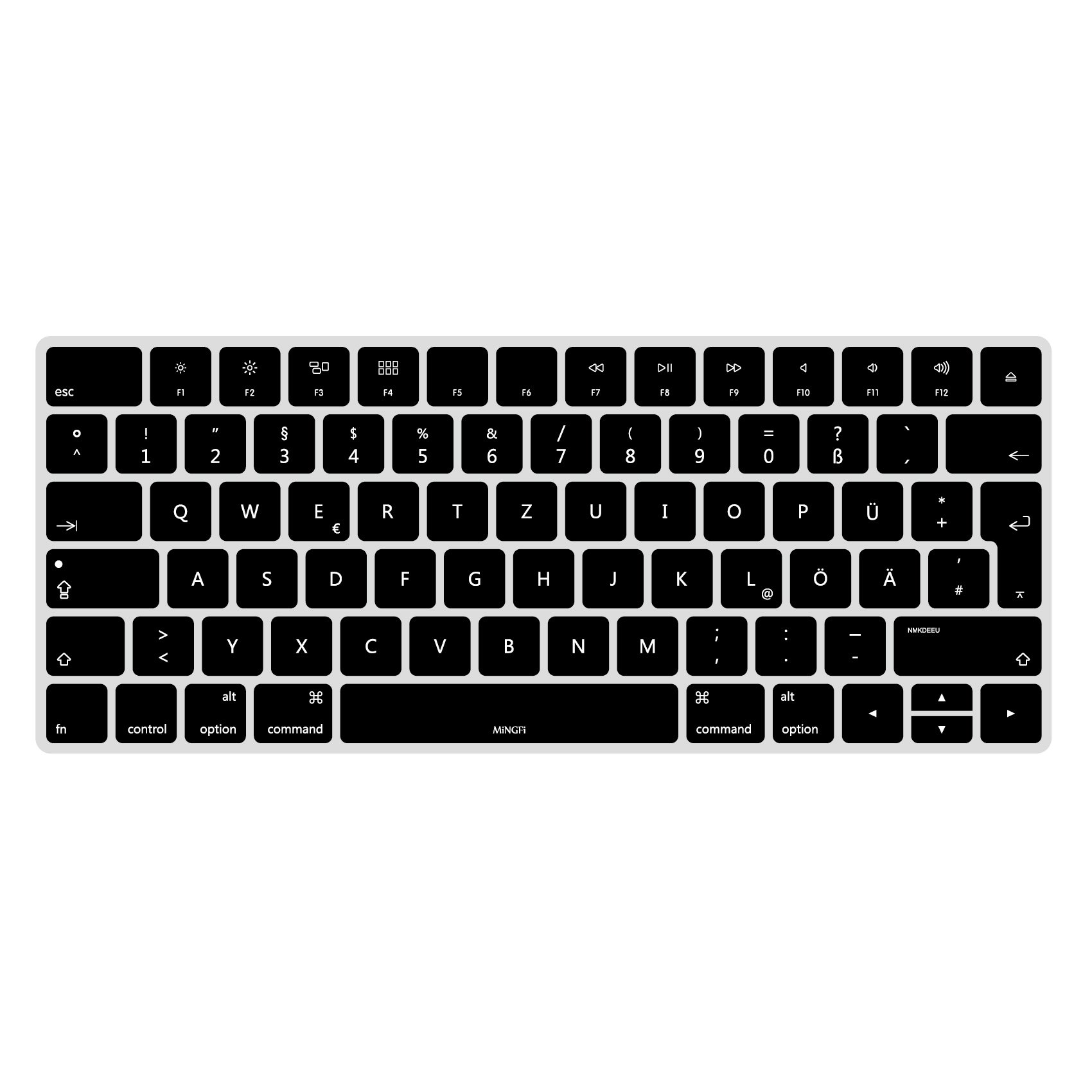 MiNGFi German QWERTZ Silicone Keyboard Cover for Magic Keyboard (2015+) A1644 EU/ISO Keyboard layout - Black