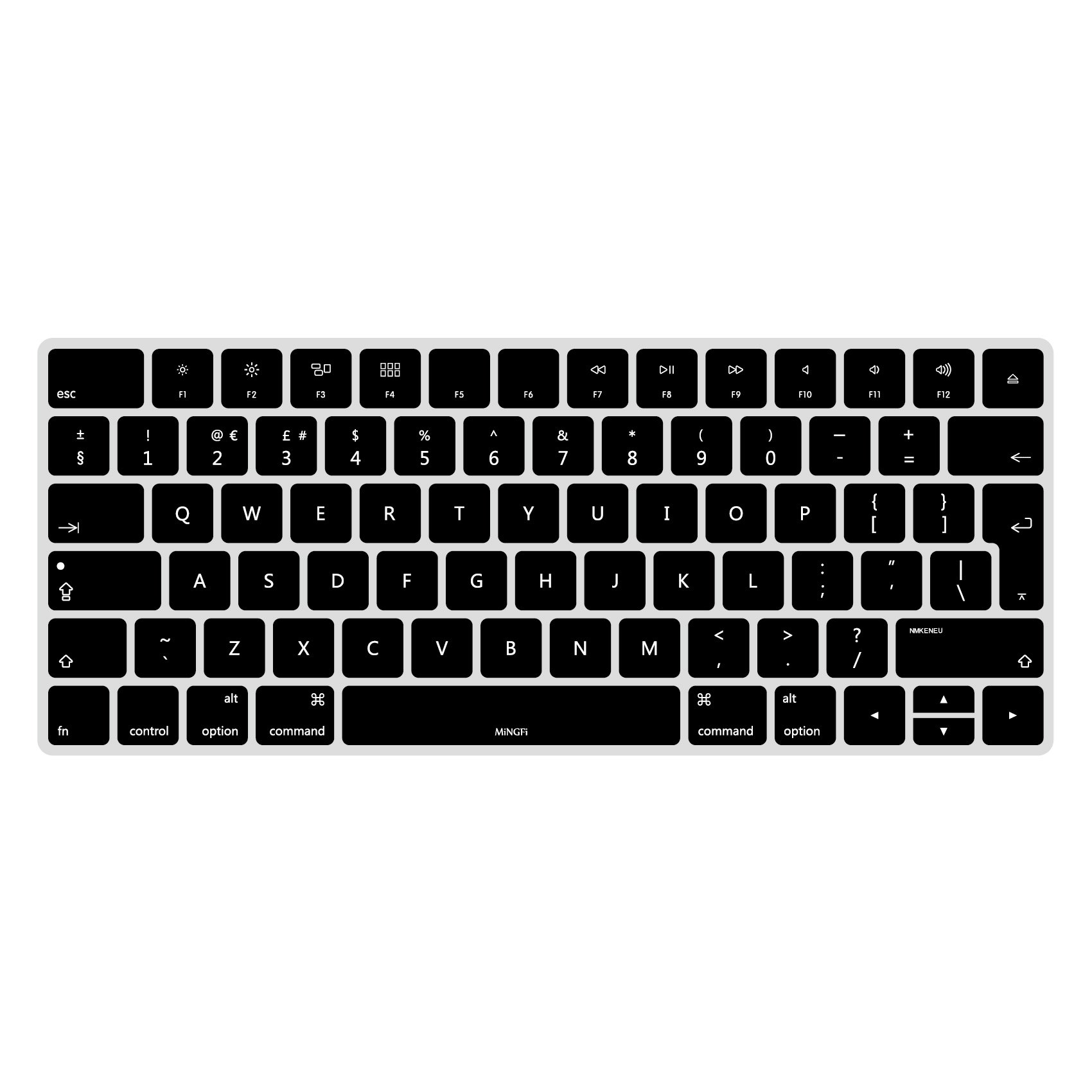 MiNGFi English QWERTY Silicone Keyboard Cover for Magic Keyboard (2015+) A1644 EU/ISO Keyboard layout - Black