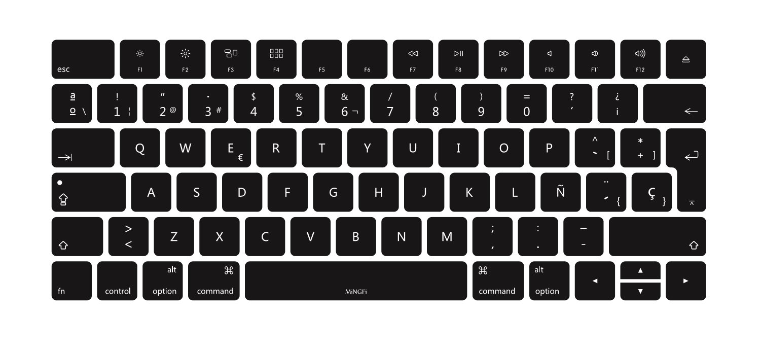 MiNGFi Spanish Silicone Keyboard Cover for Magic Keyboard (2015+) A1644 EU/ISO Keyboard layout - Black