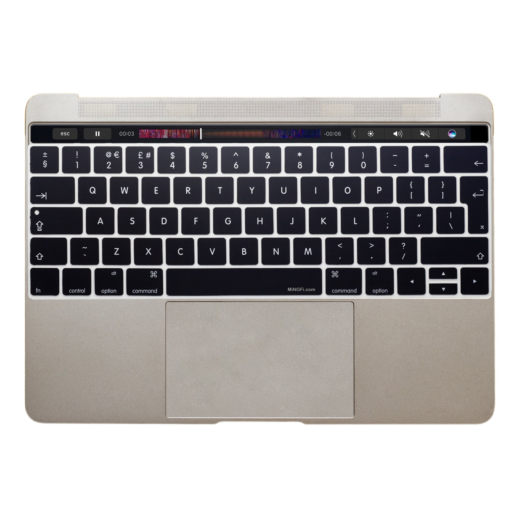 MiNGFi English QWERTY Silicone Keyboard Cover for MacBook Pro 13/15" Touch Bar (2016-2019) Model A1706 A1707 A1989 A1990 A2159 EU/ISO Keyboard layout - Black