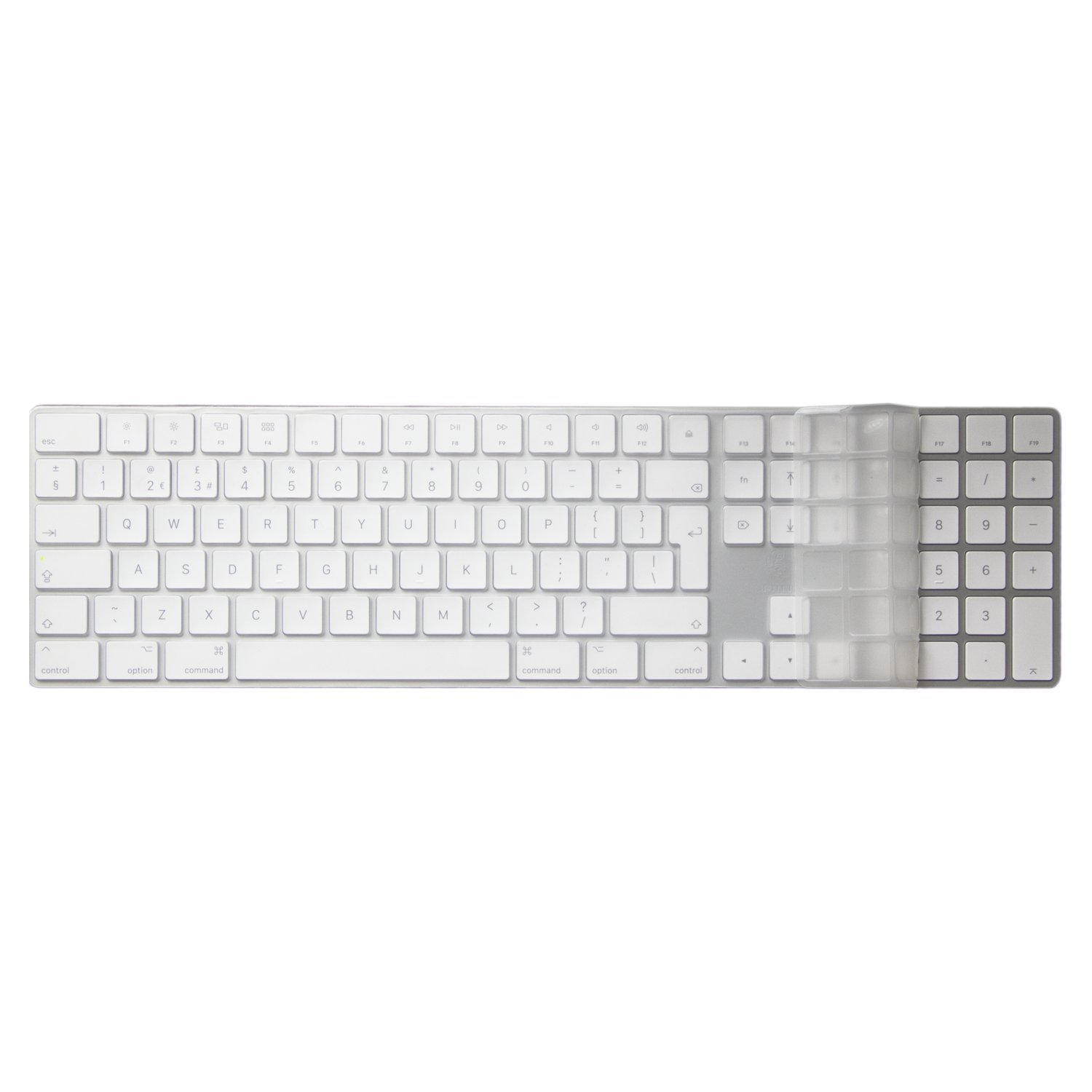 MiNGFi Silicone Keyboard Cover for Magic Keyboard with Numeric Keypad (2017+) Model A1843 EU/ISO Keyboard layout - Transparent