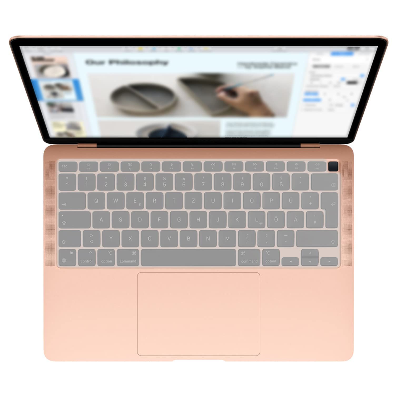 MiNGFi Silicone Keyboard Cover for MacBook Air 13" Touch ID Model M1 A2337 A2179 (2020+) EU/ISO Keyboard layout - Transparent