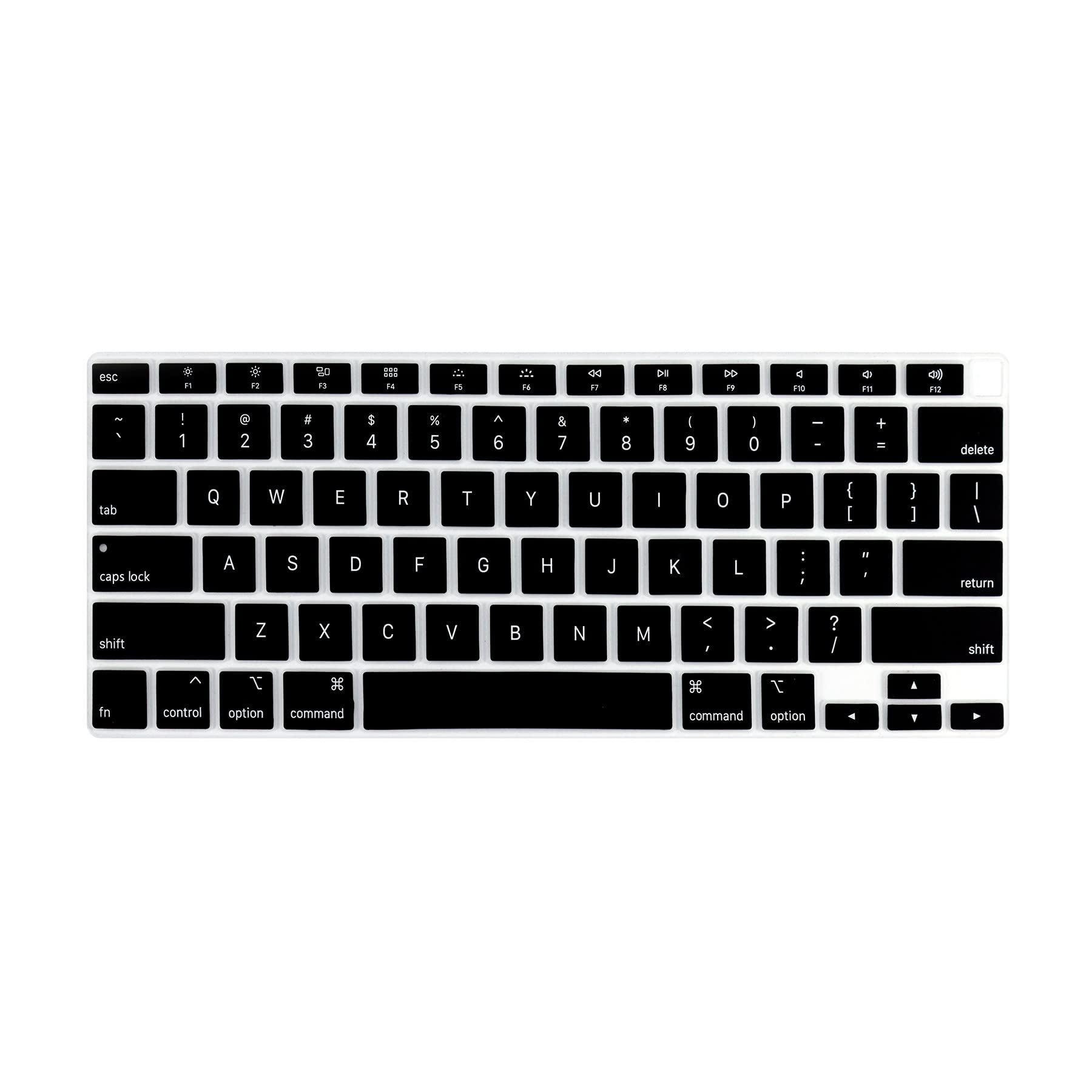 MiNGFi English QWERTY Silicone Keyboard Cover for MacBook Air 13" Touch ID Model M1 A2337 A2179 (2020+) US keyboard layout - Black