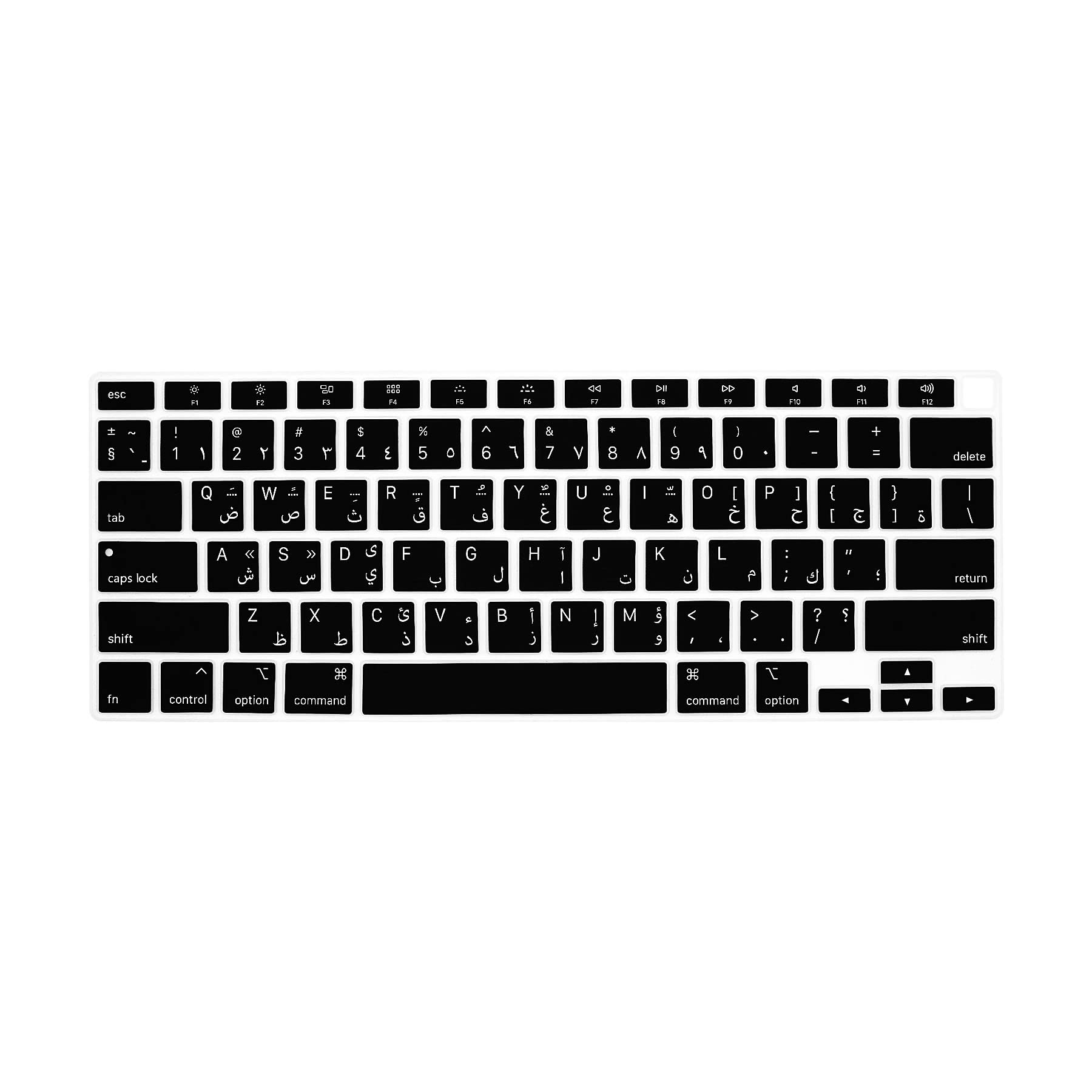 MiNGFi Arabic Silicone Keyboard Cover for MacBook Air 13" Touch ID Model M1 A2337 A2179 (2020+) US keyboard layout - Black