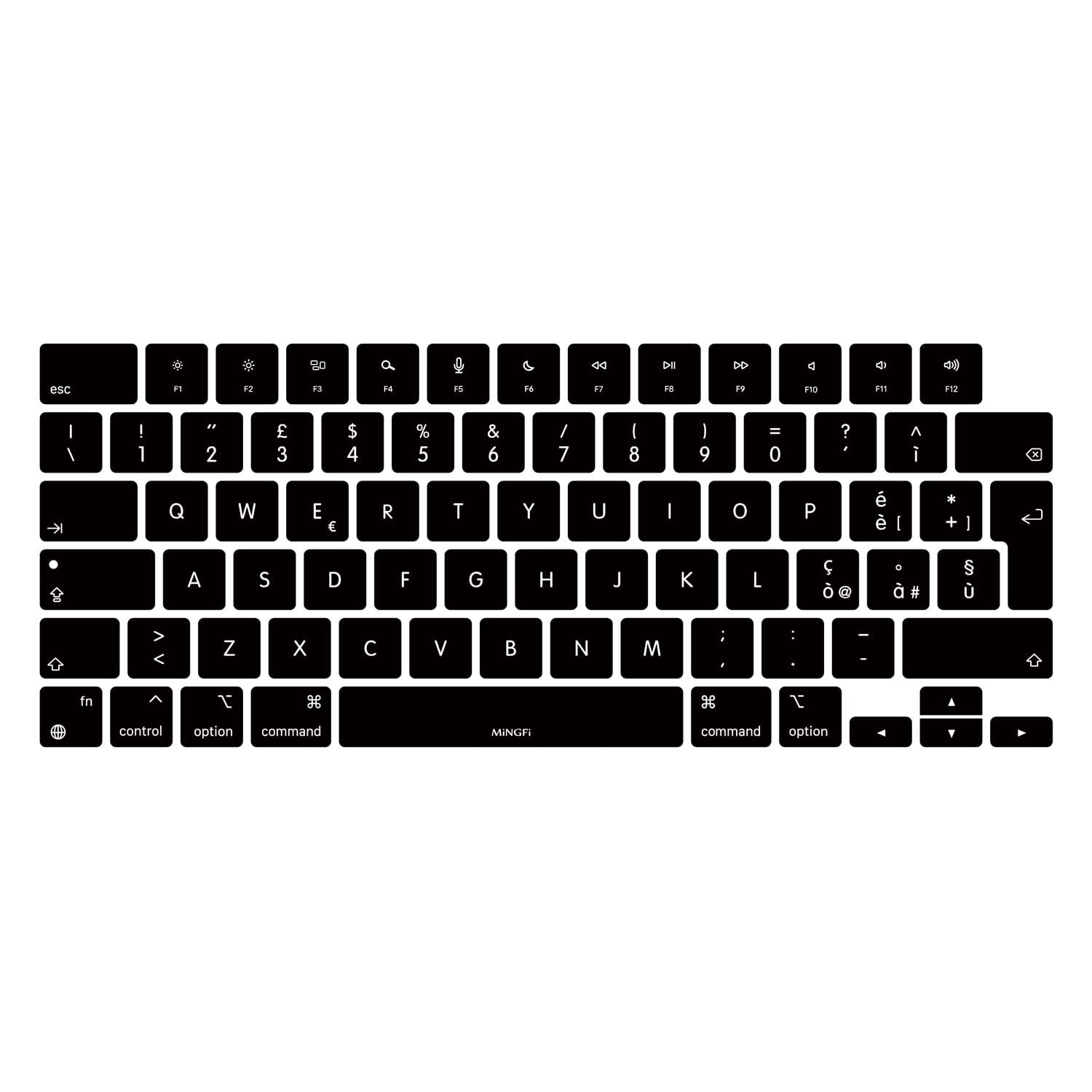 MiNGFi Italian Silicone Keyboard Cover for MacBook Pro 14" A2442 (2021+) MacBook Pro 16" A2485 (2021+) M1 Pro/Max chip Touch ID EU/ISO Keyboard layout - Black