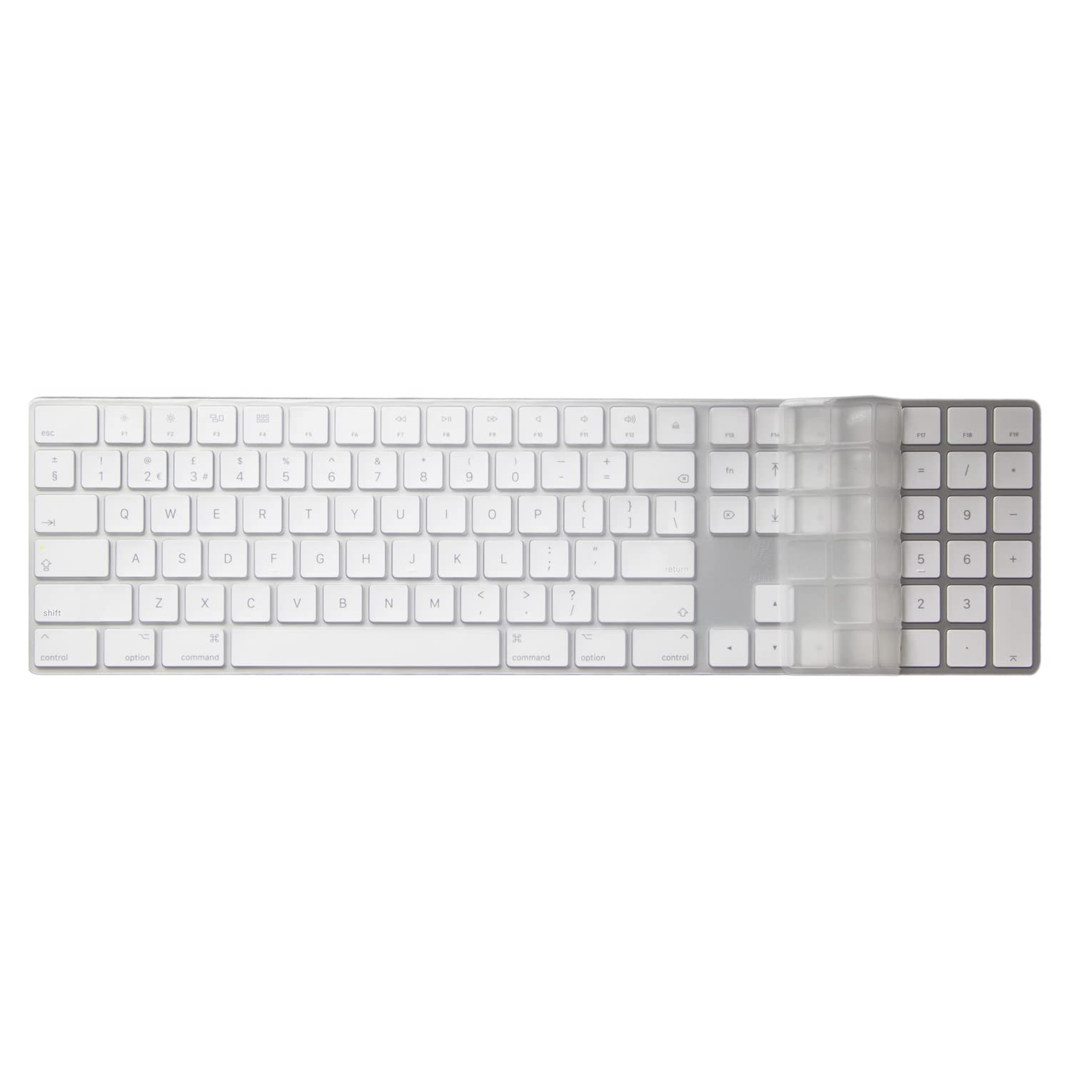 MiNGFi Silicone Keyboard Cover for Wireless Magic Keyboard with Numeric Keypad (2017+) Model A1843 US keyboard layout - Transparent
