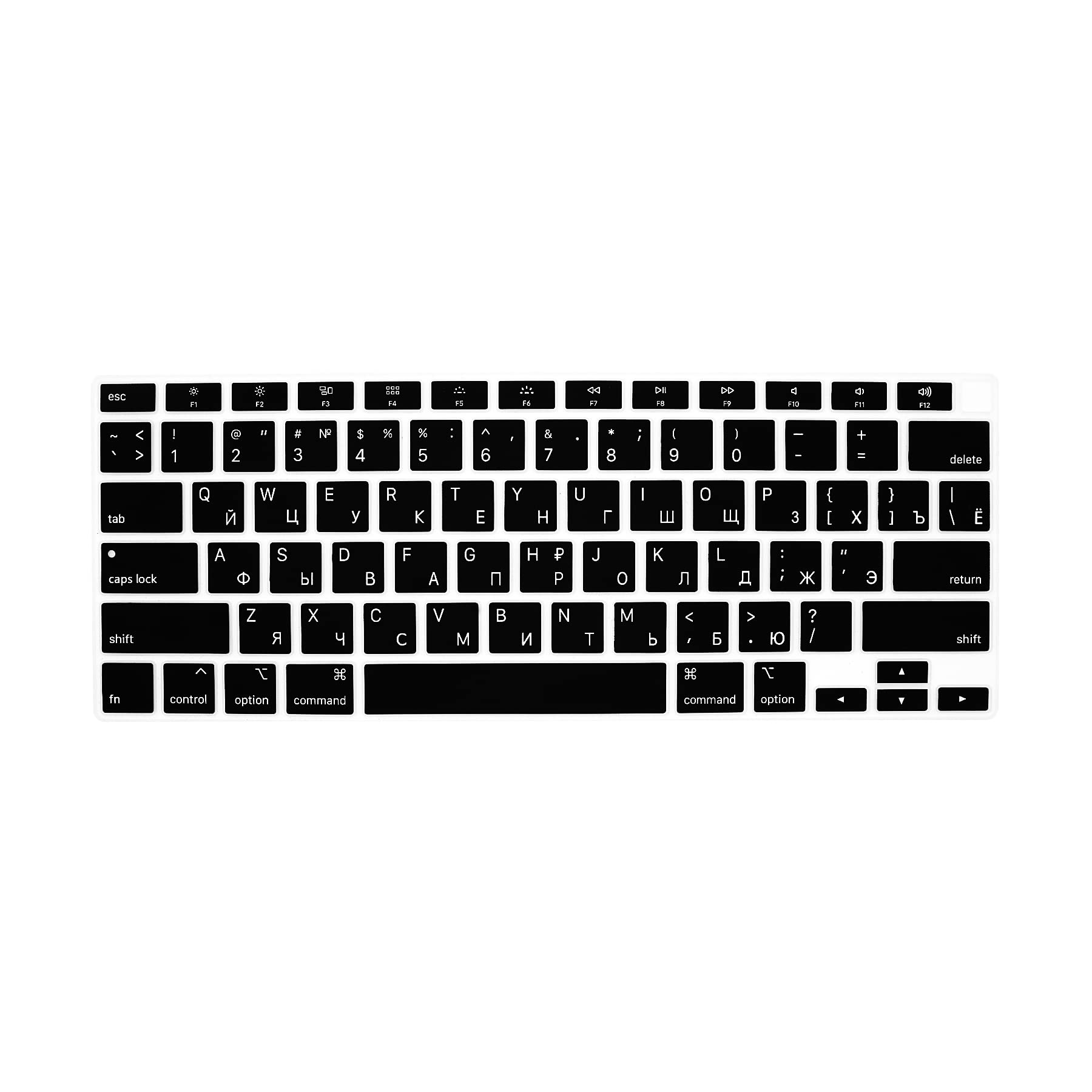 MiNGFi Russian Silicone Keyboard Cover for MacBook Air 13" Touch ID Model M1 A2337 A2179 (2020+) US keyboard layout - Black