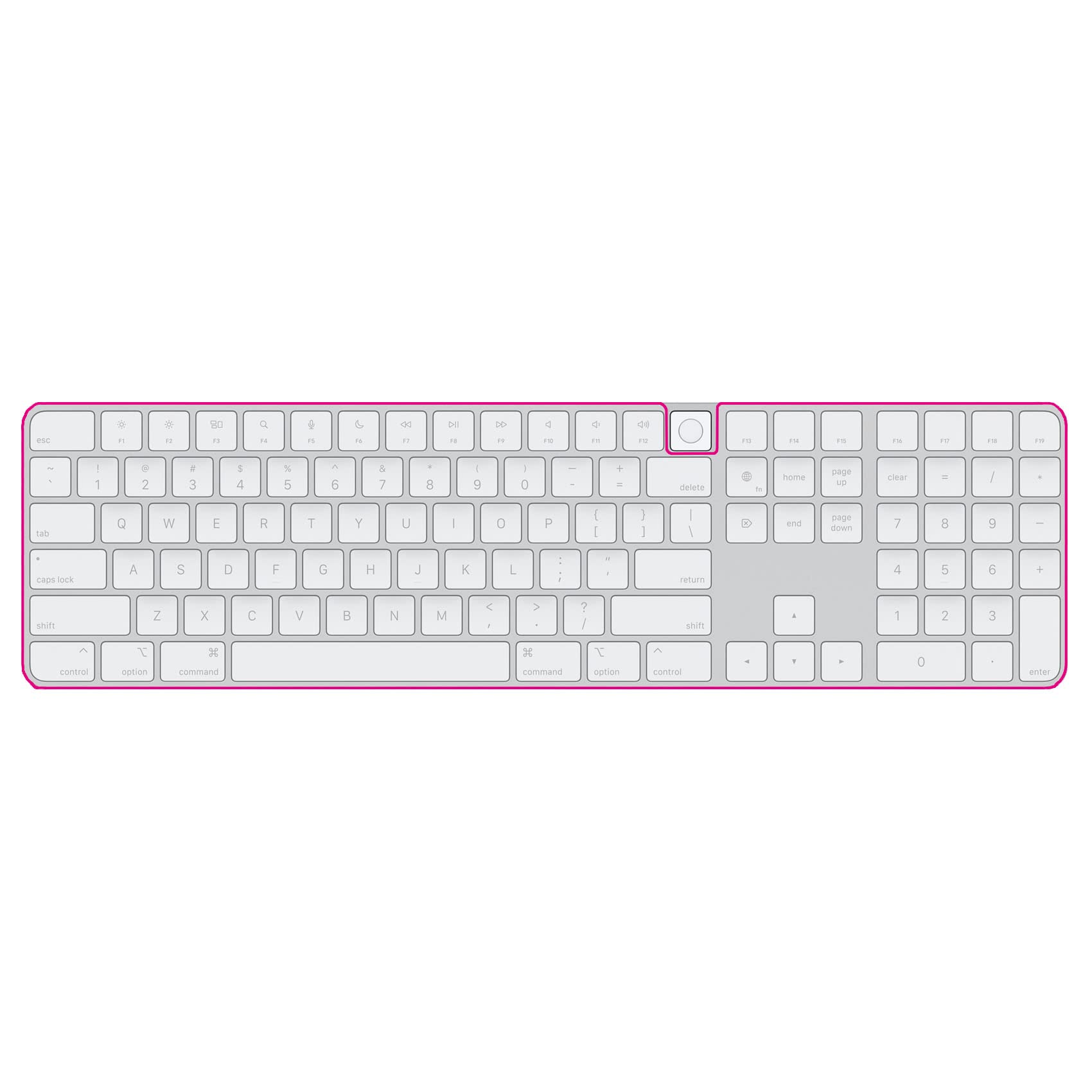 MiNGFi Silicone Clavier Coque de Protection / Couverture pour Magic Keyboard avec Touch ID et pavé numérique Modèle A2520 (2021+) US/ANSI clavier - Transparent