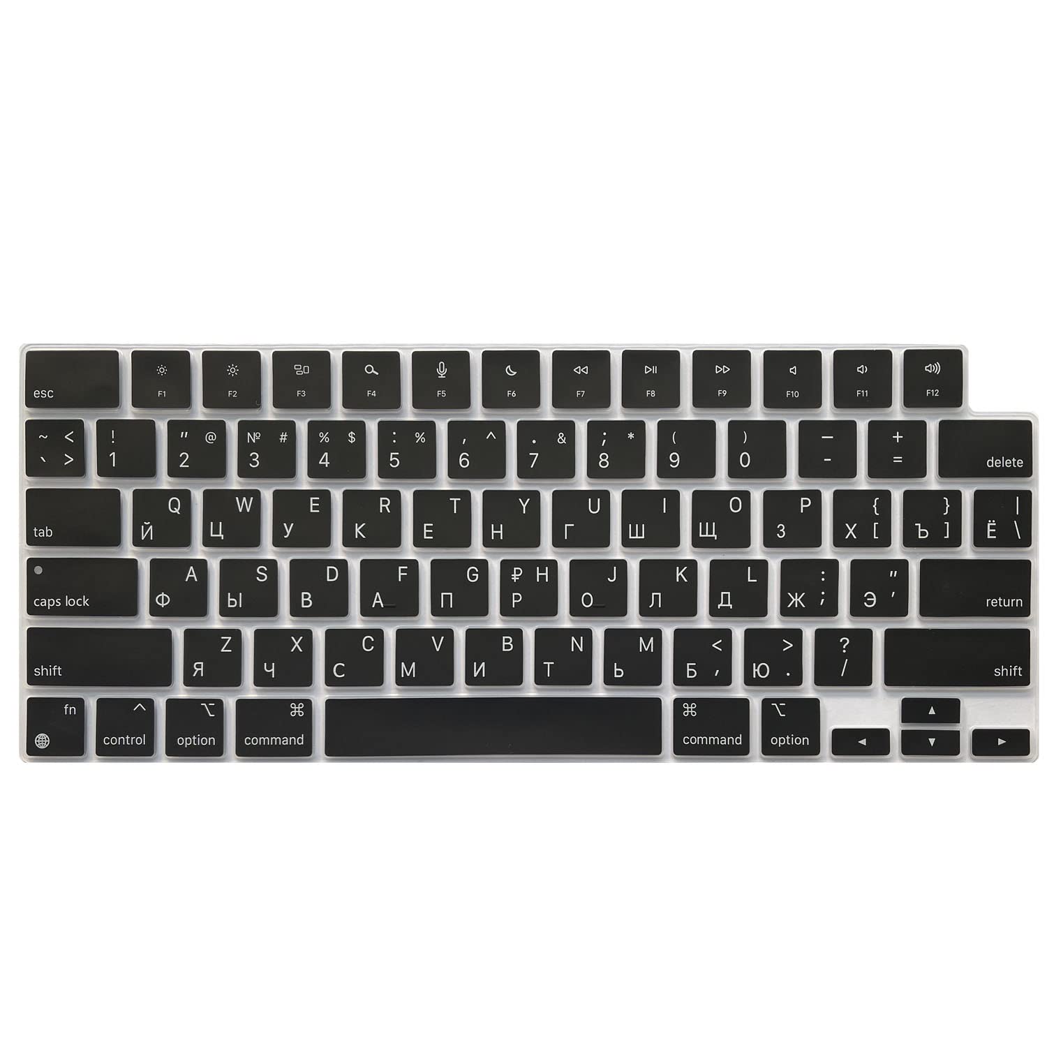 MiNGFi Russian Silicone Keyboard Cover for MacBook Air M2 13.6" A2681 MacBook Pro 14" 16" M1/M2 Pro/Max A2779(2023) A2442 A2780(2023) A2485 chip Touch ID US keyboard layout - Black