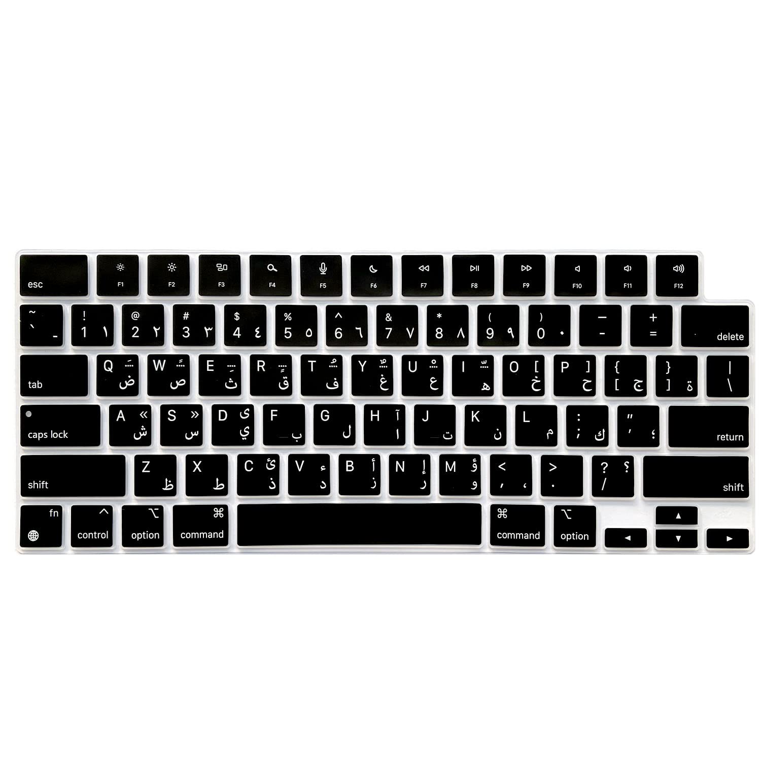 MiNGFi Arabic Silicone Keyboard Cover for MacBook Air M2 13.6" A2681 MacBook Pro 14" 16" M1/M2 Pro/Max A2779(2023) A2442 A2780(2023) A2485 chip Touch ID US keyboard layout - Black