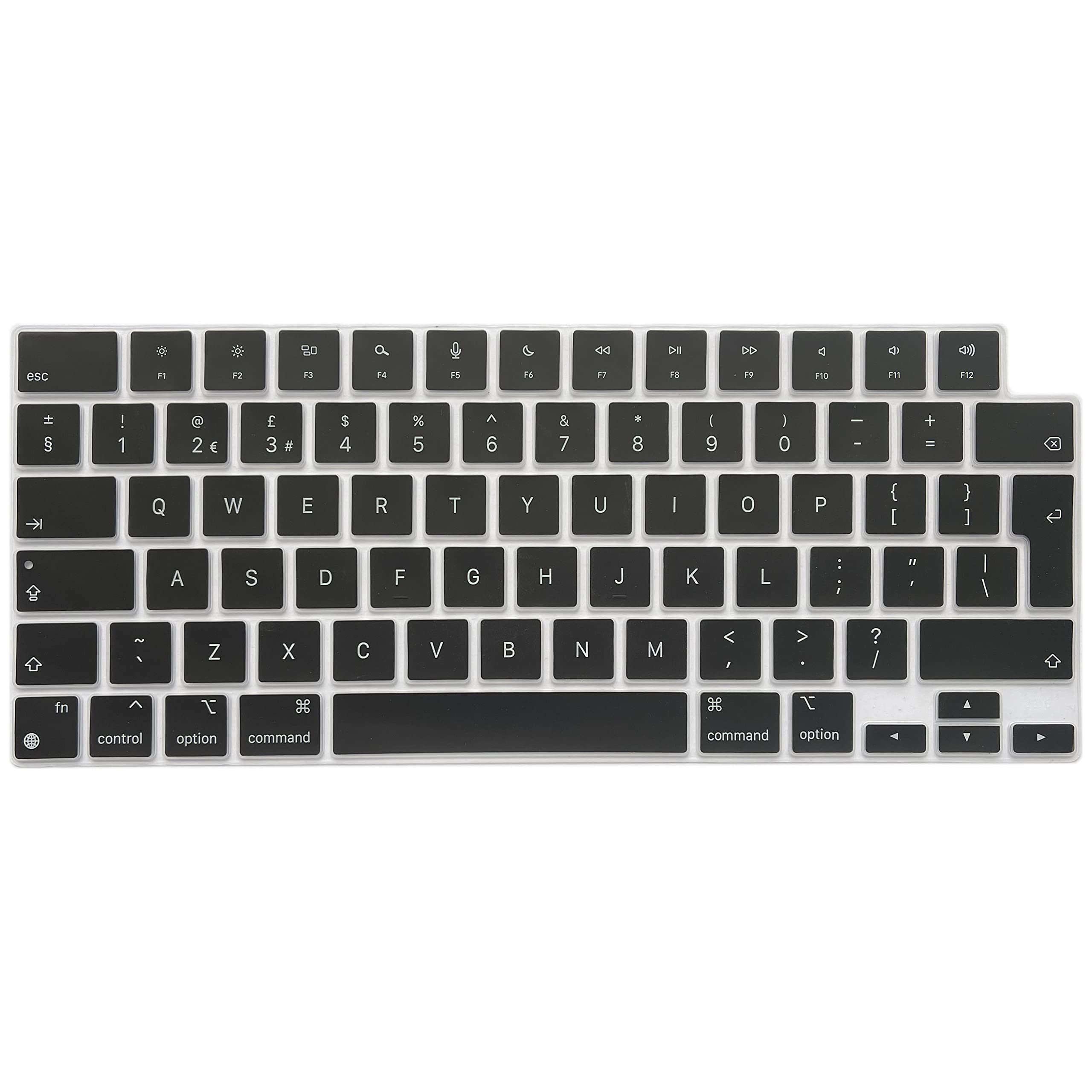 MiNGFi English QWERTY Silicone Keyboard Cover for MacBook Air M2 13.6" A2681 MacBook Pro 14" 16" M1/M2 Pro/Max A2779(2023) A2442 A2780(2023) A2485 chip Touch ID EU/ISO Keyboard layout - Black