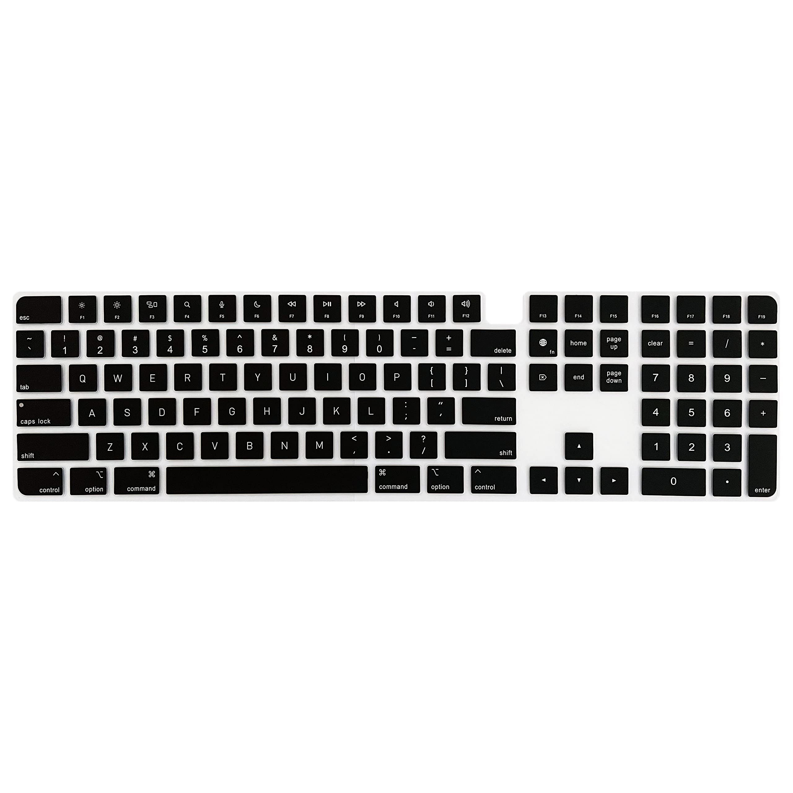 MiNGFi English QWERTY Silicone Keyboard Cover for Magic Keyboard with Touch ID and Numeric Keypad Model A2520 (2021+) US keyboard layout - Black